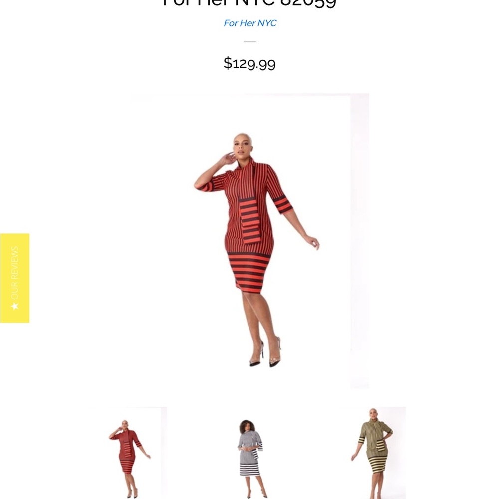 Red and Black Striped Midi Dress